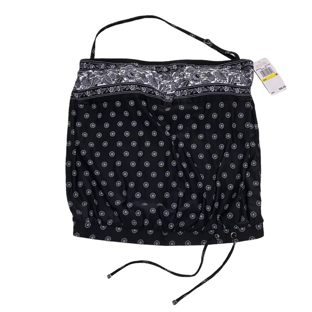NWT MICHAEL Michael Kors Swim Tankini Top Black Floral